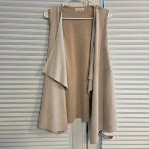 Medium Open Front Sleeveless Vest Beige by Calvin Klein